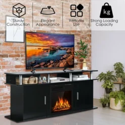Costway 63'' Fireplace TV Stand W/18'' 1500W Electric Fireplace Up To 70'' Black -Costway GUEST 95a02196 d695 44d7 acf1 f833b14fbd06