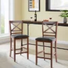 Costway Set Of 2 Bar Stools 25'' Counter Height Chairs W/ PU Leather Seat Walnut -Costway GUEST 95bacb55 5c53 4e8e bae3 9ca689bab2fc