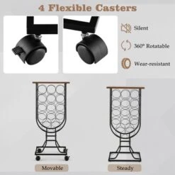 Costway 14 Bottles Wine Rack Console Table Freestanding Wine Storage With Woodtop & Wheels -Costway GUEST 95cb54a2 1866 4ef0 ad1d 0fbce572f759