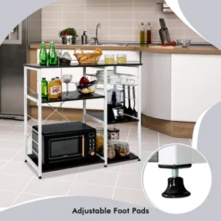 Costway Industrial Kitchen Baker's Rack Microwave Stand Utility Home Shelf W/ 6 Hooks -Costway GUEST 95d0903e ceb1 4537 a1e1 6dc36153b364