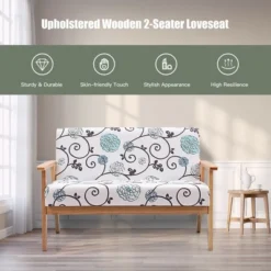 Costway Modern Fabric Loveseat Sofa Couch Upholstered 2-Seat Wood Armchair -Costway GUEST 95dfecc3 ab4d 4cd9 9e4b ee0b215c04a5