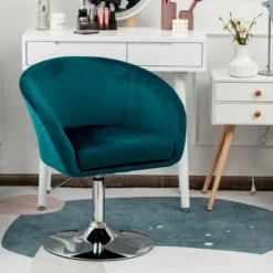 Costway Modern Velvet Chair Height Adjustable Bar Stool Swivel Makeup Seat -Costway GUEST 967032c8 3904 488e a9bb d628ea333a09
