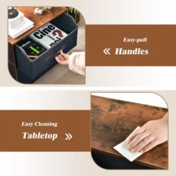 Costway Nightstand End Side Table Dresser With 2 Pull-out Fabric Drawers For Bedroom -Costway GUEST 96920094 84a7 4853 9b58 bb0d66960832