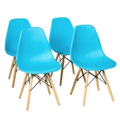 Costway Set Of 4 Modern Dining Side Chair Armless Home Office W/ Wood Legs White/Black/Blue -Costway GUEST 96b15446 1ea7 4311 ace1 9cba424fe723