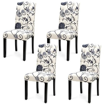 Costway Set Of 4 Tufted Dining Chair Upholstered W/ Nailhead Trim & Rubber Wooden Legs 14 Costway Set Of 4 Tufted Dining Chair Upholstered W/ Nailhead Trim & Rubber Wooden Legs - Image 12