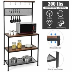 Costway 4-Tier Kitchen Bakers Rack Microwave Oven Stand Industrial W/Hooks & Mesh Panel 17 Costway 4-Tier Kitchen Bakers Rack Microwave Oven Stand Industrial W/Hooks & Mesh Panel -Costway GUEST 96e817ec 1980 4bbf 9780 77c478d51a6f