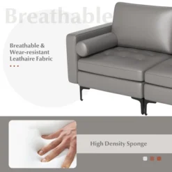 Costway Modern Loveseat 2-Seat Sofa Couch With 2 Bolsters Side Storage Pocket Grey/Red -Costway GUEST 970818d0 a180 4166 aaae 85bb1316f293