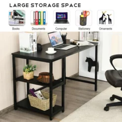 Costway 47'' Computer Desk Office Study Table Workstation Home W/ Adjustable Shelf Rustic Black/Coffee/Brown -Costway GUEST 971ad71a 409b 4da3 b8fd dc299f64df05