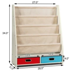Costway Kids Book Rack Toys Organizer With 4 Sling Bookshelf & 2 Boxes EspressoBeige -Costway GUEST 977a8299 a650 4e03 85d2 bfea74d90538