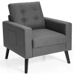 Modern Accent Armchair Upholstered Single Sofa Chair W/ 2-Side Pockets NavyBeigeGrey -Costway GUEST 97caa047 935b 462e aeec 27468d26e50f