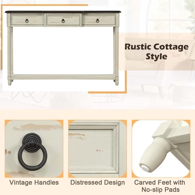 Costway Farmhouse Console Table Entryway Sideboard With 3 Drawers & Open Storage Shelf 10 Costway Farmhouse Console Table Entryway Sideboard With 3 Drawers & Open Storage Shelf - Image 8