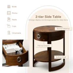 Costway Side End Table With Drawer Storage Shelf Classic Accents Nightstand Walnut Elliptical 20 Costway Side End Table With Drawer Storage Shelf Classic Accents Nightstand Walnut Elliptical -Costway GUEST 97e67256 5066 4b46 aefb 18a580467e6a
