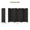 Costway 6-Panel Room Divider 6Ft Weave Fiber Folding Privacy Screen BrownBlack