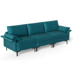 Costway Modern Modular Fabric 3-Seat Sofa Couch Living Room Furniture W/ Metal Legs BlueGrey -Costway GUEST 9870495c c57c 4275 973d 9ae17b8397a5