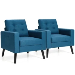 Costway Set Of 2 Upholstered Accent Chair Single Sofa Armchair W/ Wooden Legs 23 Costway Set Of 2 Upholstered Accent Chair Single Sofa Armchair W/ Wooden Legs -Costway GUEST 987f24f7 944c 4c70 9579 4617a21d1413