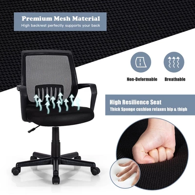 Costway Mid-Back Mesh Office Chair Height Adjustable Executive Chair W/ Lumbar Support 10 Costway Mid-Back Mesh Office Chair Height Adjustable Executive Chair W/ Lumbar Support - Image 8