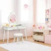 Costway Kids Vanity Makeup Table & Chair Set Make Up Stool Play Set For Children -Costway GUEST 98c68905 2f7e 4d5f 812f b11c513d71d6