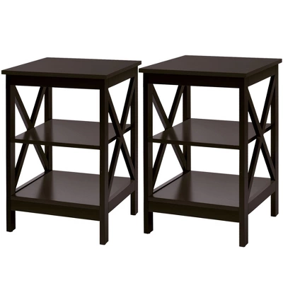 Costway 2 PCS 3-Tier Nightstand End Table X Design Storage Display Shelf Living Room 4 Costway 2 PCS 3-Tier Nightstand End Table X Design Storage Display Shelf Living Room - Image 2