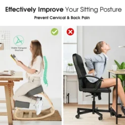 Costway Ergonomic Kneeling Chair Rocking Stool Upright Posture Office Furniture Grey -Costway GUEST 99104721 95b0 4321 b1d2 f717d163040a