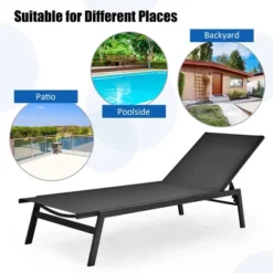 Costway 2 PCS Patio Lounge Chair Chaise Recliner Back Adjustable Garden BrownBlack -Costway GUEST 9916cb11 059c 480b 9123 38462dd3ad89