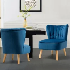 Costway 2PCS Accent Chair Armless Leisure Chair Single Sofa W/ Wood Legs -Costway GUEST 992e7c5a 959e 45d1 ba9a a89e3c3122c3