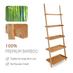 Costway 5-Tier Ladder Shelf Bamboo Bookshelf Wall-Leaning Storage Display Plant Stand -Costway GUEST 993a0326 88fe 41d8 a066 5ea543524d5e