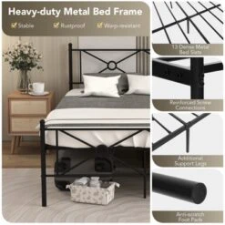 Costway Full/Queen Size Metal Platform Bed Frame W/ Headboard Mattress Foundation -Costway GUEST 99417146 6843 4ea3 a795 2819119e3c1f