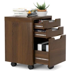 Costway 3 Drawer Rolling File Cabinet W/ Wheels Vertical Printer Stand Walnut -Costway GUEST 9978ed26 1b3f 4622 8eee 5abfee227c00