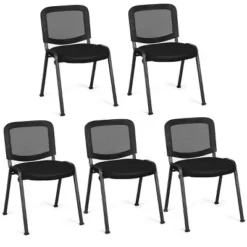 Costway Set Of 5 Conference Chair Mesh Back Office Waiting Room Guest Reception Black -Costway GUEST 9992bef7 9435 4568 9615 aa9f7307ab38
