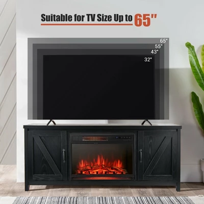Costway 59'' Fireplace TV Stand W/ 25'' 1350W Electric Fireplace Heater Remote Control 6 Costway 59'' Fireplace TV Stand W/ 25'' 1350W Electric Fireplace Heater Remote Control - Image 4