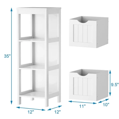 Costway Floor Cabinet Multifunction Bathroom Storage Organizer Rack W/2 Drawers 6 Costway Floor Cabinet Multifunction Bathroom Storage Organizer Rack W/2 Drawers - Image 4