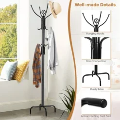 Costway Metal Coat Rack Hat Stand Tree Hanger Hall Umbrella Holder Hooks Black 17 Costway Metal Coat Rack Hat Stand Tree Hanger Hall Umbrella Holder Hooks Black -Costway GUEST 9a1d8ffa 515e 49c2 8815 c0520051ebc9