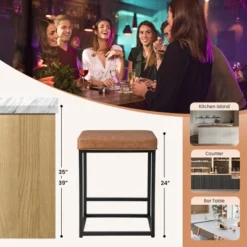 Costway Set Of 2 Bar Stools 24'' Counter Height Backless Kitchen Island Bar Chairs Brown/Black/Grey -Costway GUEST 9a5ec99e 1b8a 4f5b ab8e 67bd75d712c4
