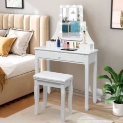 Costway Vanity Table 10 Dimmable Bulbs Makeup Desk WhiteBlackBrown -Costway GUEST 9aadcb69 ce90 4d59 b4b2 64b72ffd2ead