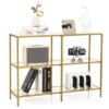 Costway 3-tier 39.5'' Narrow Glass Console Sofa Entryway Table For Hallway, Living Room -Costway GUEST 9ac5180a 2f1c 43af ab71 204a4e560243