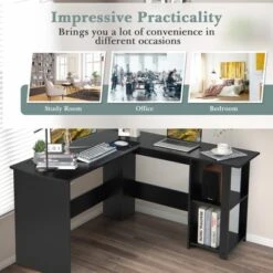 Costway L-Shaped Computer Desk, Corner Desk For Small Space, Home Office Writing Desk Laptop Workstation With 2-Tier Open Shelf -Costway GUEST 9ae5f2ec 56d4 496c 95e7 a5da6a8363c2