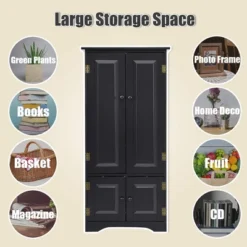 Costway Accent Storage Cabinet Adjustable Shelves Antique 2 Door Floor Cabinet Black -Costway GUEST 9b2b7b25 5b18 4f81 802f 535cb10e9673