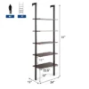 Costway 5-Tier Ladder Shelf Wood Wall Mounted Display Bookshelf Metal Frame Brown & Black/Brown & White/Bronze
