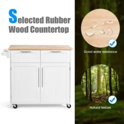 Costway Rolling Kitchen Cart Island Heavy Duty Storage Trolley Cabinet Utility White -Costway GUEST 9b668c90 ed2c 46ff a500 6c4749177e2b