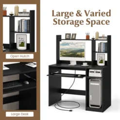 Costway Computer Desk Study Bookcase Workstation With Charging Station Hutch & CPU Stand 16 Costway Computer Desk Study Bookcase Workstation With Charging Station Hutch & CPU Stand -Costway GUEST 9b77e3e8 f1b9 4087 81bf ef9ff422fd2e