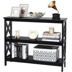 Costway 3-Tier Console Table X-Design Bookshelf Sofa Side Accent Table W/Shelf EspressoBlack -Costway GUEST 9b8beb2e 1b41 4f2a 857f b7301668417a