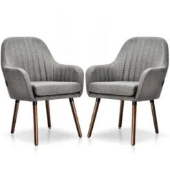 Costway Set Of 2 Accent Chairs Fabric Upholstered Armchairs W/Wooden Legs Beige/Gray 15 Costway Set Of 2 Accent Chairs Fabric Upholstered Armchairs W/Wooden Legs Beige/Gray -Costway GUEST 9ba74088 7e4b 4cfe a874 2b2dd00cefdb