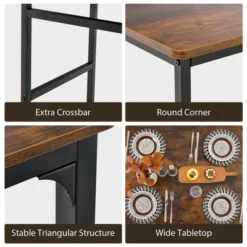 Costway 4pcs Dining Table Set Rustic Desk 2 Chairs & Bench With Storage Rack Brown/Grey/Coffee -Costway GUEST 9bd17aea dc4b 4f46 86e3 d8467c9113d3