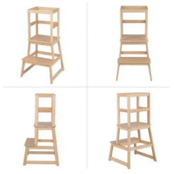 Costway Kids Kitchen Step Stool Kids Standing Tower With Safety Rails WhiteNature -Costway GUEST 9bd5c024 13ef 4945 bff1 844cb8224d89