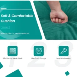 Costway Modern Modular 3-Seat Sofa Couch W/ Side Storage Pocket & Metal Leg Teal -Costway GUEST 9be84406 0e68 453b b508 ab37315faaab