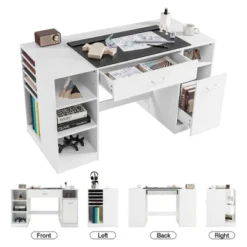 Costway Sewing Craft Table Home Office Computer Desk W/ Storage Shelves & Drawer -Costway GUEST 9c27cb29 f69a 400e b4f3 f301c6a43c76