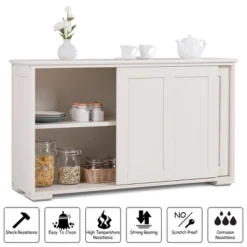 Costway Kitchen Storage Cabinet Sideboard Buffet Cupboard Wood Sliding Door Pantry White -Costway GUEST 9c2bf948 adb7 4ddc a82a 09db7b549e8a