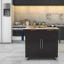 Costway Rolling Kitchen Cart Island Heavy Duty Storage Brown Trolley Cabinet Utility Modern -Costway GUEST 9c392773 4037 4a32 a5c8 e8cab46ce1e6