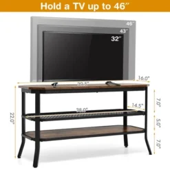 Costway 3-tier TV Stand Console Table Media Entertainment Center W/Mesh Storage Shelf -Costway GUEST 9c483826 4b21 4a8f b808 084456ede0e2