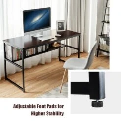 Costway 55'' Industrial Computer Desk W/ Storage Shelf Adjustable Foot Pads -Costway GUEST 9c6464d9 ce50 420b ae06 9c8e31a684e4